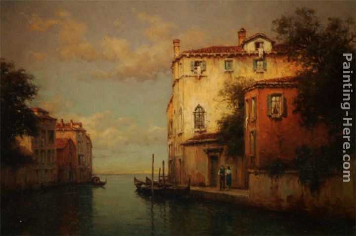 Canal Scene - Venice painting - Antoine Bouvard Canal Scene - Venice art painting